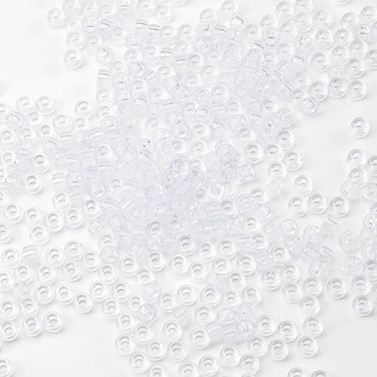 Gxueshan 1000 Pcs Acrylic Translucent White Clear Pony Beads 6x9mm Bulk for DIY Friendship Bracelet Necklace Jewelry Making Earring Hair Braiding Braids Kandi Beads