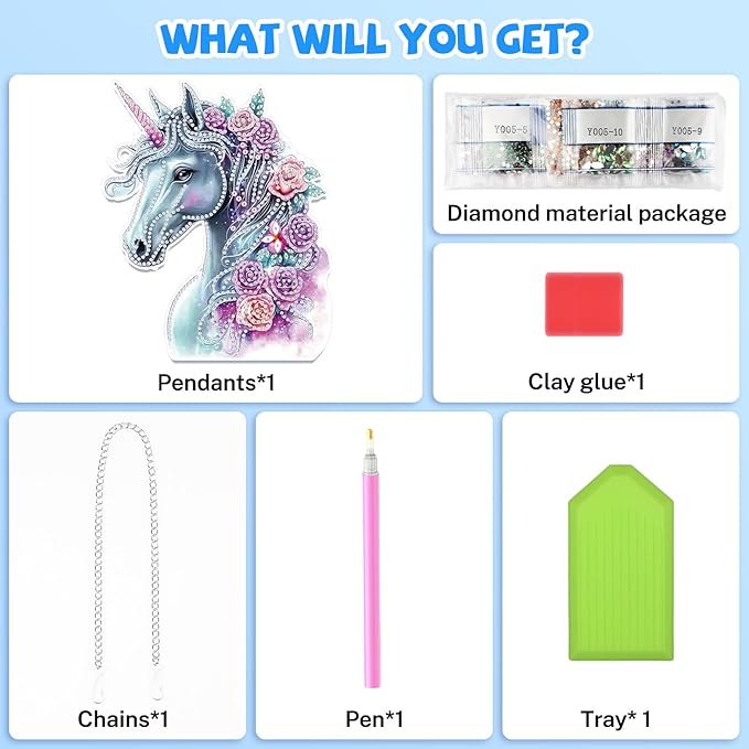 Bowetile Horse Diamond Art Hanging Kits for Adults, 5D Special Shape Diamond Painting Flowers Pendant Kits, Animal Gem Art Suncatchers Painting Window Ornament for Home Garden Wall Decor