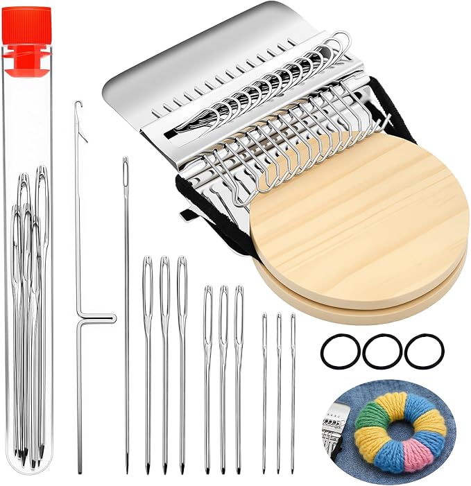 PatchMaker 2.0 Kit, Xincarimo Mini Portable Patch Darning Looms Kit, Patchwork Weaving Tool Set for Quickly Sewing Repair, Loom Knitting Kit for Beginners (14 Hooks)