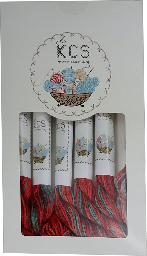 KCS Big skeins of 25 Meters Size 25 Color Variegated Cross Stitch Stranded Threads,6 skeins,4517