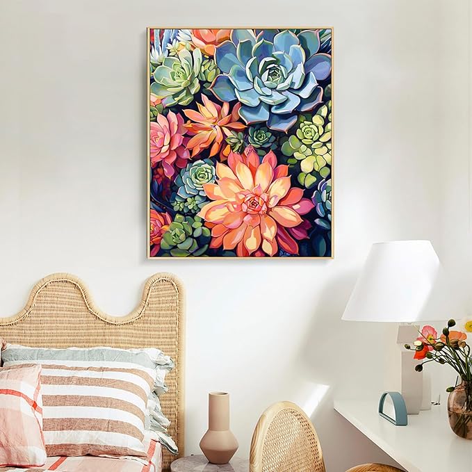 Offito Paint by Numbers Kit for Adults - Succulents Acrylic Adult Paint by Number Kits on Canvas for Beginner, Plants DIY Oil Painting by Numbers for Adults Kit, Perfect for Home Decor Gift 16"x20"