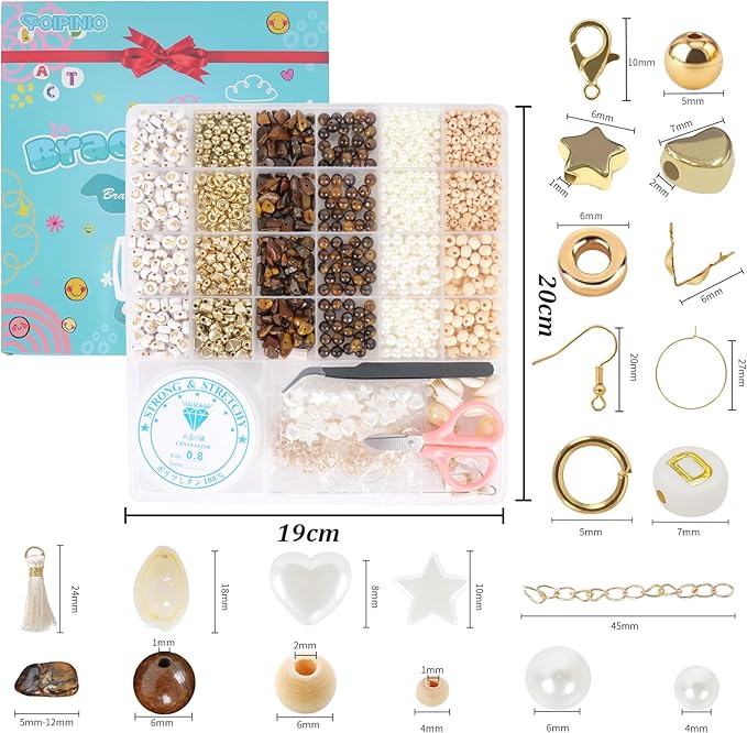toipinio bracelet making kit jewelry making supplies kit natural stone beads for irregular natural stone with for diy craft -1736 pcs friendship bracelet/necklace/earrings for adults (tiger's eye)