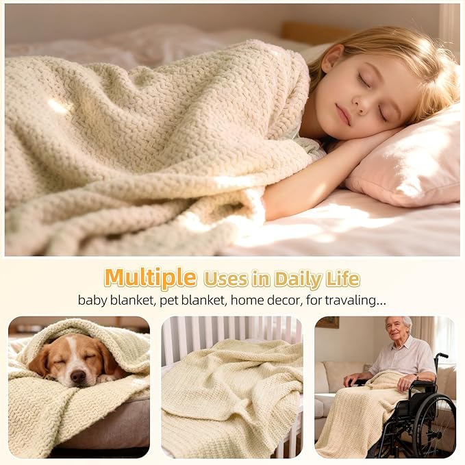 Aeelike Blanket Crochet Kit for Beginners, Easy Crochet Blanket Kit with Soft Chenille Yarns Detailed Instruction Crocheting Accessories Complete Beginners Crocheting Kits, Khaki
