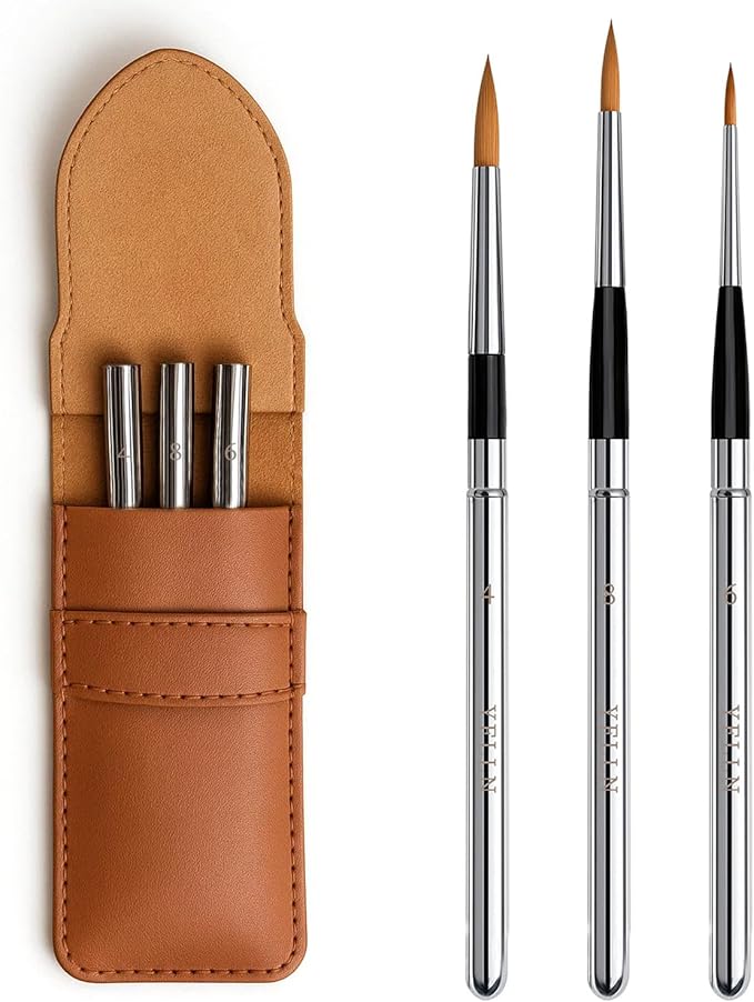 Travel Watercolor Brushes, Travel Kit with Leather Pouch Perfect for Watercolor Acrylics Gouache Ink Painting