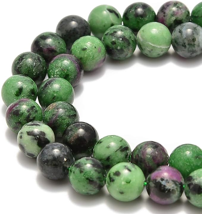 90pcs 4mm Natural Ruby Zoisite Gemstone Round Spacer Loose Stone Beads for Jewelry Making 15.5" 1 Strand (Ruby Zoisite, 4mm 90Beads)