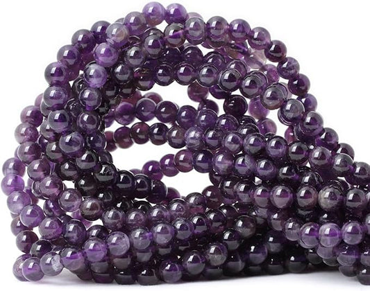 cheavian 60pcs 6mm natural amethyst gemstone round loose beads crystal energy stone healing power for jewelry making 1 strand 15"