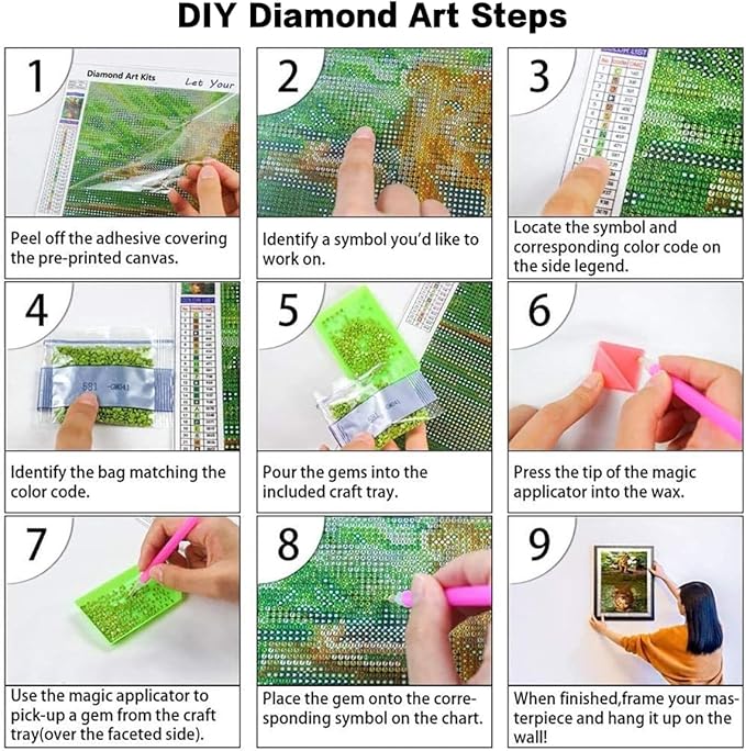 WHYCJXWL Diamond Art Kits for Adults and Kids, Full Drill Round Rhinestone Diamonds, Cross Stitch Embroidery Art, Winnie Pooh Diamond Art (12X16 Inch)