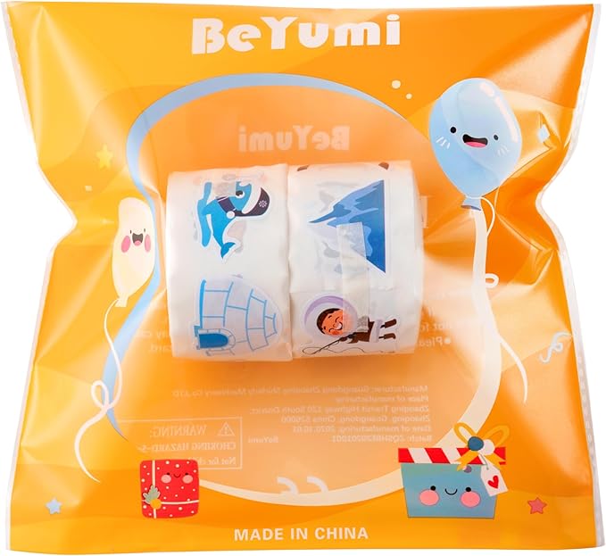 beyumi winter polar animal sticker - 1000pcs polar animal stickers in 2 rolls cute winter arctic adhesive kawaii animal decal holiday party favor supplies classroom office bottle decor
