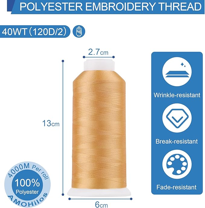 High Tenacity Polyester Embroidery Machine Thread 40WT(120D/2) 4000M Per Spool for Commercial and Domestic Embroidery Machine (Orange Sorbet-1870)