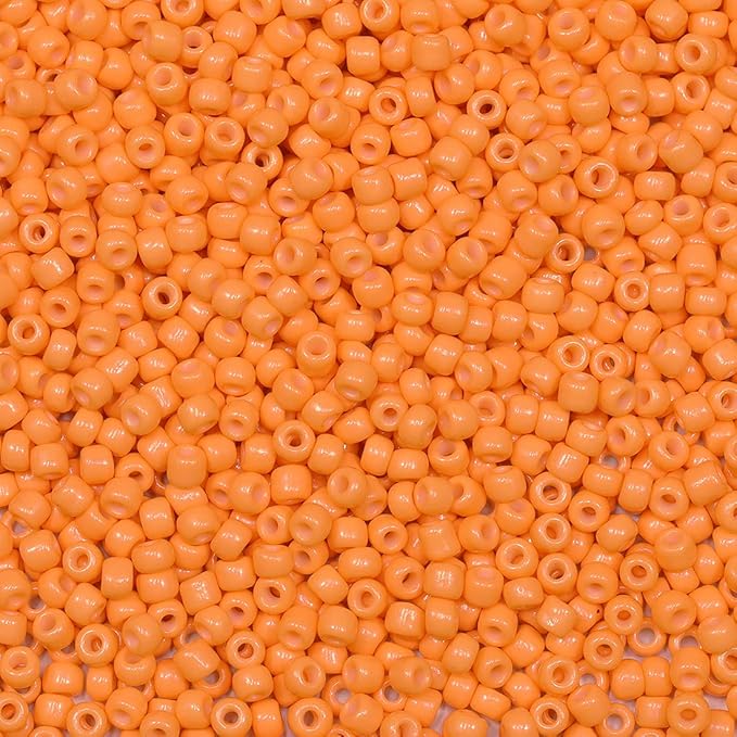 Bala&Fillic Light Orange Color 3mm Seed Beads About 3600pcs/100Grams in Bag, 8/0 Glass Craft Beads for Making Bracelet and Necklace (Light Orange)