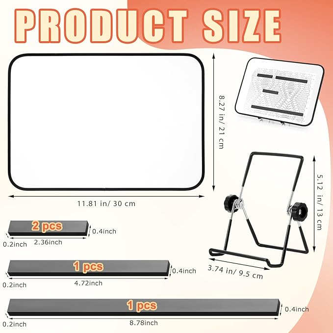 flutesan 8 x 12 inches knitting pattern holder with 4 replacement magnets knitting chart keeper magnetic board cross stitch supplies for crochet(black border)