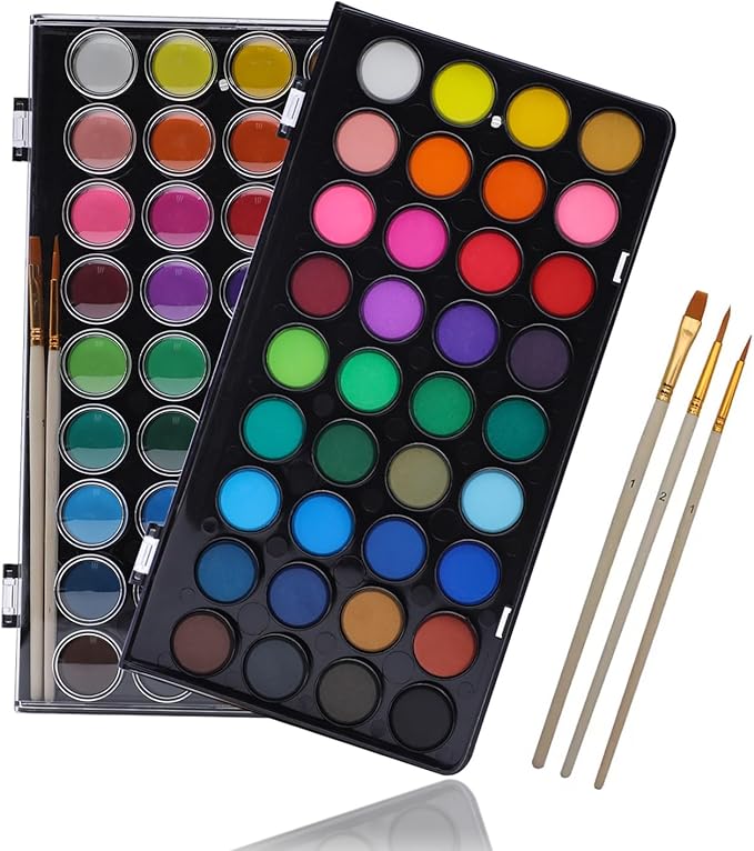 Artecho 36 Colors Watercolor Paint Set with 3 Brushes, Washable, Travel Design, Perfect for Card Making, Illustrations, Painting, Calligraphy
