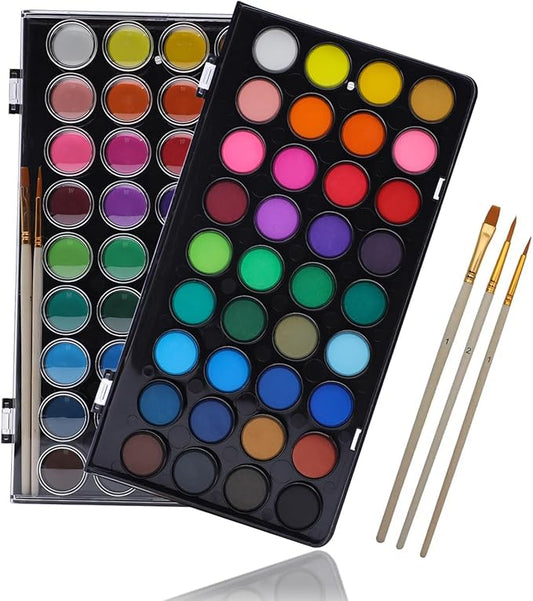 Artecho 36 Colors Watercolor Paint Set with 3 Brushes, Washable, Travel Design, Perfect for Card Making, Illustrations, Painting, Calligraphy
