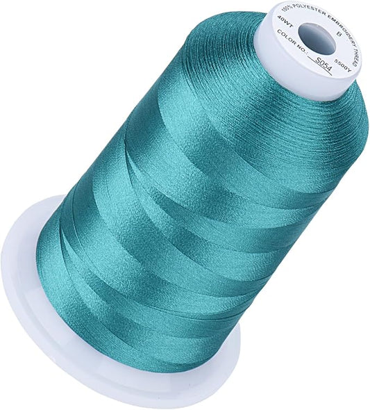 Simthread 5500Yds Embroidery Thread, 5000M High-Yardage 40WT 100% Polyester Thread – 170+ Vivid Colors, High-Speed Rated – Compatible with Brother, Singer, Janome & More - Caribbean Blue S054