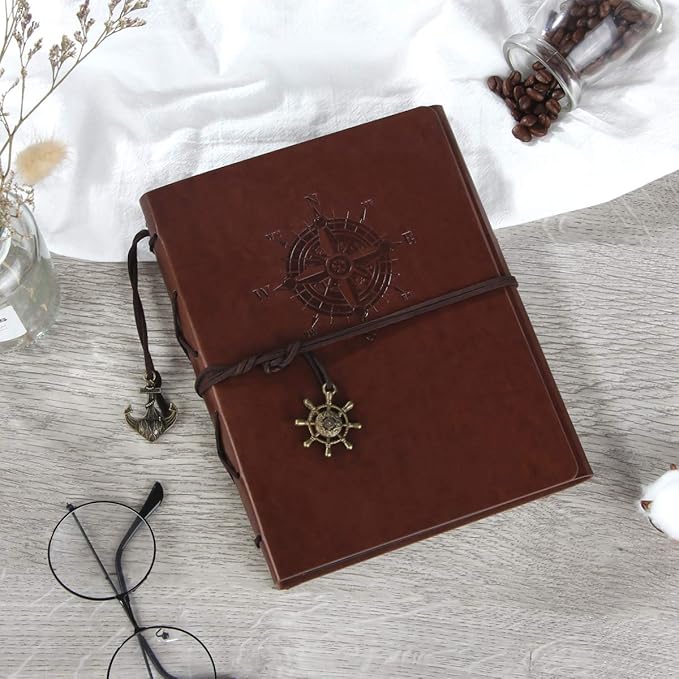 ThxMadam Leather Scrapbook Album 60 Pages Vintage Love Photo Album,8.7 * 7.1 Inch Scrapbook for Couples-DIY Memory Book,Birthday/Wedding Guest Book Gift for Anniversary Mother's Day