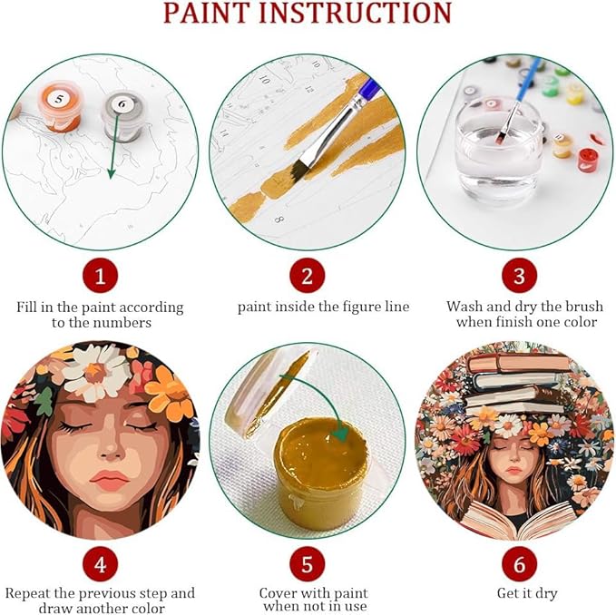 Axquilon Paint by Numbers Kit for Adults Beginner-Girl Adult Paint by Number Kits on Canvas, Easy Adults' Paint-by-Number Kits Oil Painting for Gift Home Wall Decor 16x20in