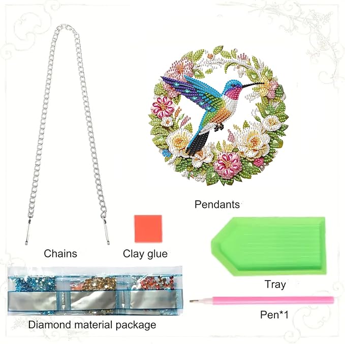RYMILIE Diamond Art Hanging Kits for Adults,Bird Special Shaped Diamond Painting,Double Sided 5D DIY Acrylic Diamond Art Painting Window Pendants Home Garden Wall Hanging Kits Flower Ornament.