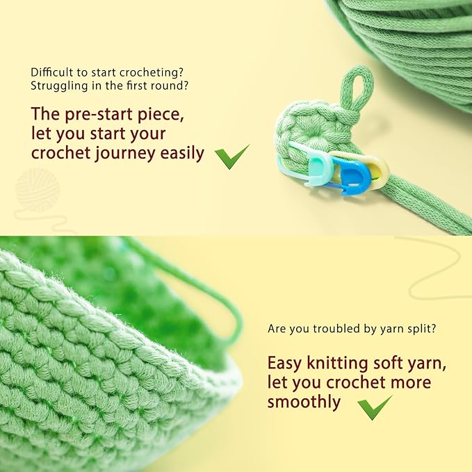 CrochetBox Crochet Kit for Beginner, Bee Easy Learn How to Crochet Stuffed Animals Gift for Adults and Teen(), Knitting Set with Yarn Hook Stitch-by-Stitch Video Tutorial(30%+ Yarn)