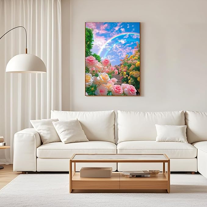 GEEHEIY Flowers Diamond Art Kits for Adults, 5D Spring Diamond Painting Kits for Beginner, DIY Full Drill Round Gem Art for Home Wall Decor 12 x16 Inch