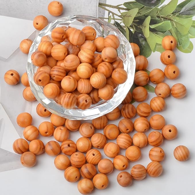 6mm Massive Beads Natural Wooden Round Loose Beads Jewelry Making with Thread 200 PCS(Emperor Blood Wood, 6mm)