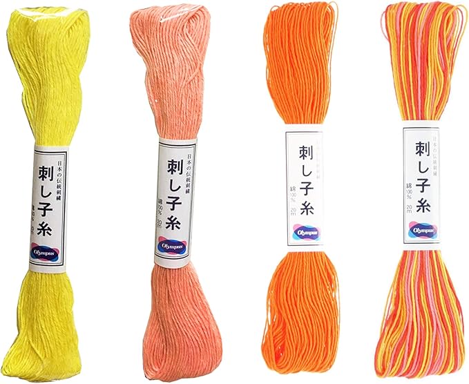 Olympus Sashiko Thread 20m Skein Color Bundles (Sherbert: 75-22-25-29)