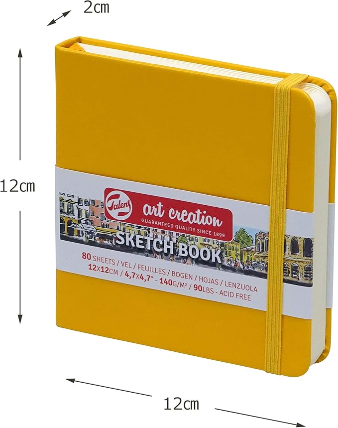 talens t9314-114m 441793 art creations sketchbook, drawing notebook, 4.7 x 4.7 inches (12 x 12 cm), golden yellow