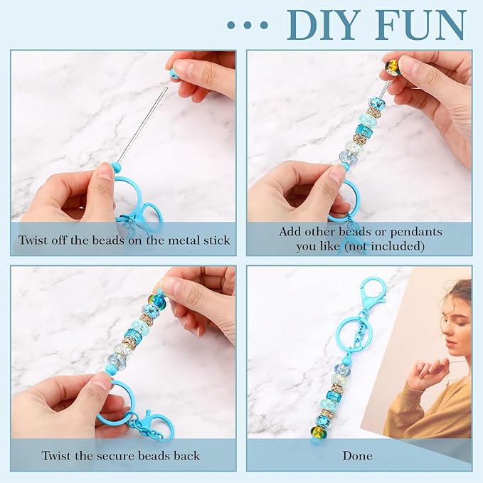 Tondiamo 24 Pcs Beadable Keychain Bars Bulk Beads for Keychain Making Kit Gifts for Women Men DIY Crafts(Bright Color)