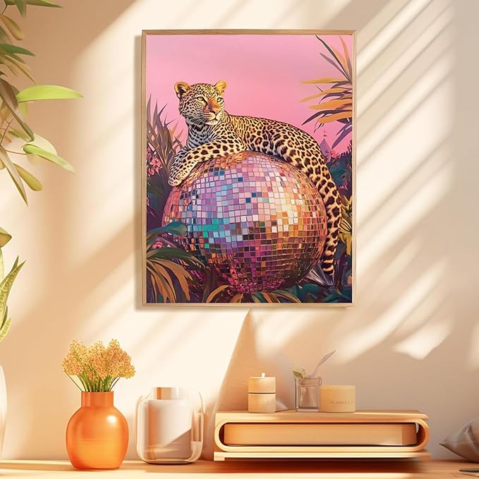 Animal Paint by Numbers Kit for Adults Beginners, Disco Adult Paint by Number Kits on Canvas, Painting by Number, DIY Crafts for Gift Home Decor 16x16 in