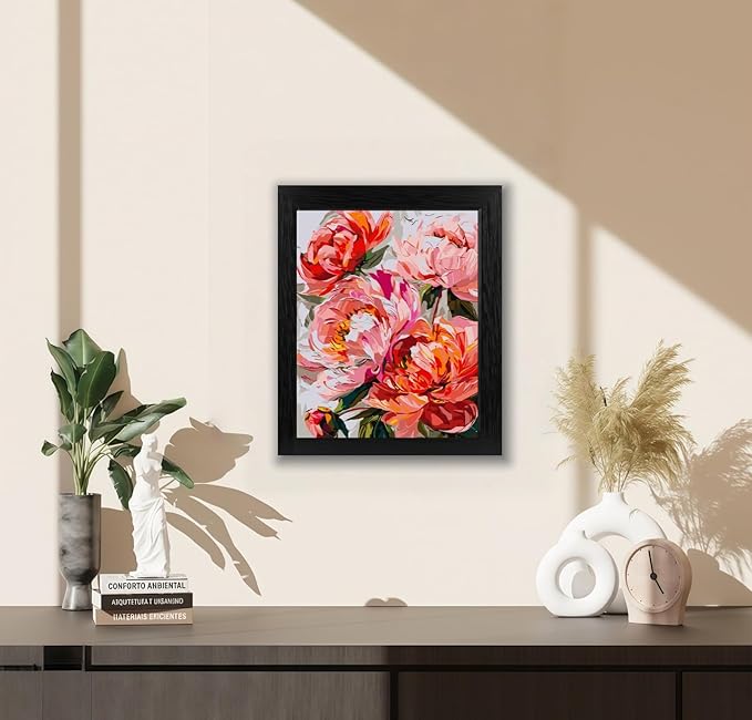 Peony Floral Paint by Numbers Kit for Adults Beginners,Flower Adult Paint by Number Kits On Canvas, DIY Acrylic Oil Painting Kits for Beginners, Color by Number Adult for Home Wall Decor 16x20Inch