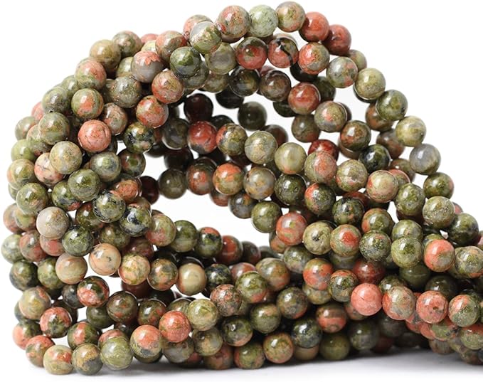 cheavian 60pcs 6mm natural unakite gemstone round loose beads for jewelry making diy handmade 1 strand 15"