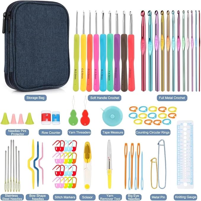 Katech 85-Piece Crochet Hooks Set, Crochet Hook Kit with Storage Case, Ergonomic Knitting Needles Weave Yarn Kits DIY Hand Knitting Craft Art Tool for Beginners and Experienced Crochet Lovers