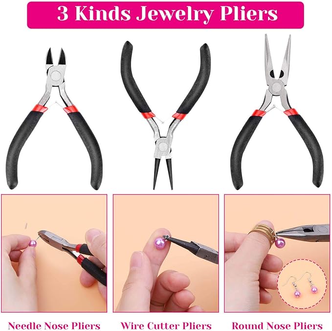 shynek Jewelry Making Supplies Kit for Adults, Jewelry Making Tools with Earring Hooks, Findings, Wires, Chains and Helping Hands for Crafts Making and Repair