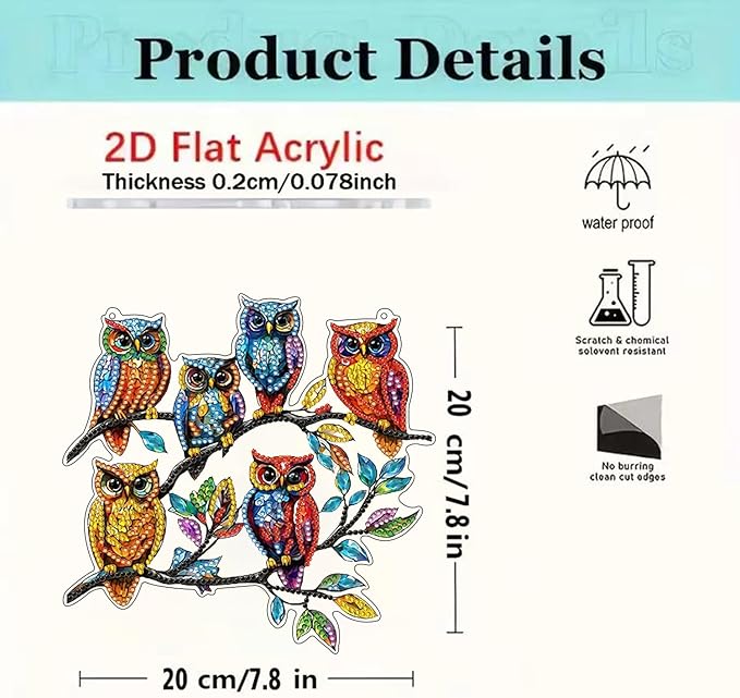 ARPADAMO Hanging Diamonds Art kit for Adult,DIY Bird Pendant Diamonds Painting Art Kit, 7.8x7.8 inch Acrylic Diamonds Painting Board Kit Ornament, Special Crystal Diamond Hanging Ornament