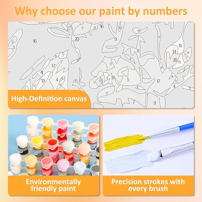 Framed Paint by Numbers Kit for Adults with Wooden Easel, Butterfly Paint by Numbers Kit for Adults, DIY Acrylic Oil Painting Kits with Brushes Gift Box for Home Wall Decor(16x20inch)