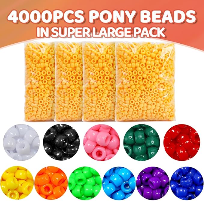 praisebank pony beads, 4000pcs yellow, beads for jewelry making, beads for crafts, beads for hair braids.