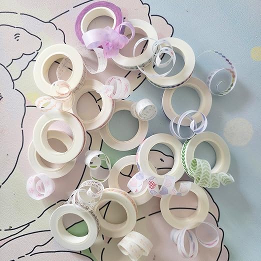 15 Rolls Slim Washi Tape Set, Leaves, Floral, Aesthetic Strips, Cute Pink Dog Paws, 0.3" (8mm) Wide, Long Nature Decorative Tape for DIY Crafts, Junk Journaling, Planners, Gift Wrapping Masking Tape