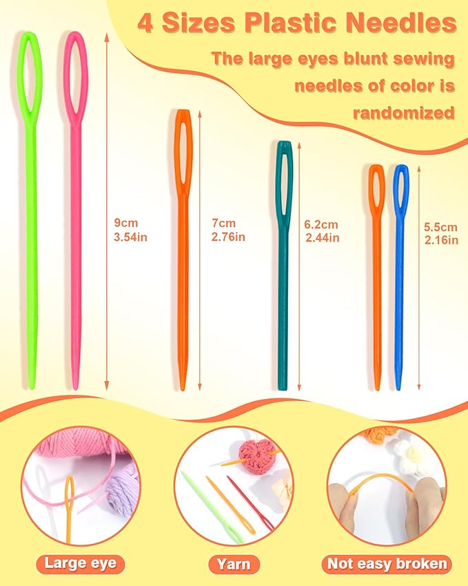 300pcs FIVEIZERO Stitch Markers with 6 pieces of large blunt sewing needles,colorful knitting markers,plastic crochet hook clip,bulk Crochet hook markers for knitting stitch locking clip crochet hooks