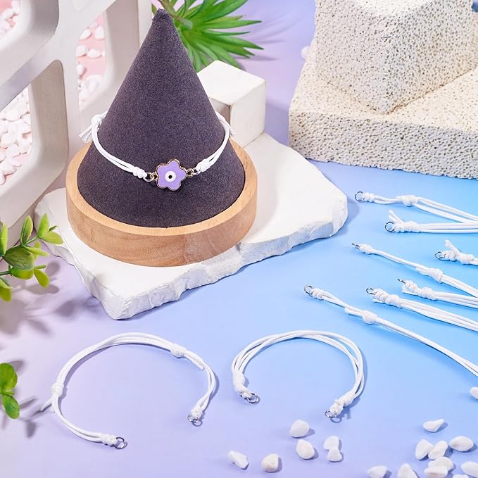 KISSITTY 20pcs Adjustable Bracelet Cords for Connector Charms Waxed Polyester Thread Cord Simple Color Half Finished Bracelet for Friendship Bracelets Jewelry Making