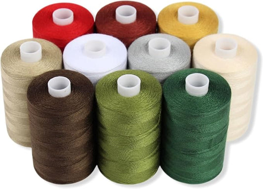 BlesSew Sewing Threads - 10 Spools of Polyester Thread for Sewing Machine for Beginners, Hand Stitching & Quilting - Christmas & Festive Color Tones - 1000 yds Per Spool