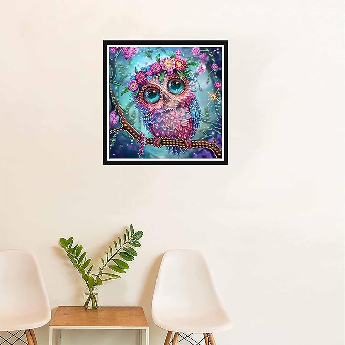 SKRYUIE DIY Diamond Art Kits for Adults Owl Special Shape - 5D Diamond Painting Kits for Adults Animal - Crystal Embroidery Cross Stitch - Craft for Wall & Office Decor 12 x 12 Inch c8