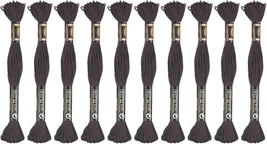 12 Skeins Premium Egyptian Embroidery Floss 9 Yards Each Egyptian Long Fiber Cotton Cross Stitch Thread for Embroidery Projects Bracelet. (12, Dark Coffe)