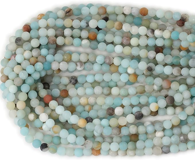 cheavian 60pcs 6mm natural colorful frosted amazonite gemstone round loose beads stone beads for jewelry making diy 1 strand 15"