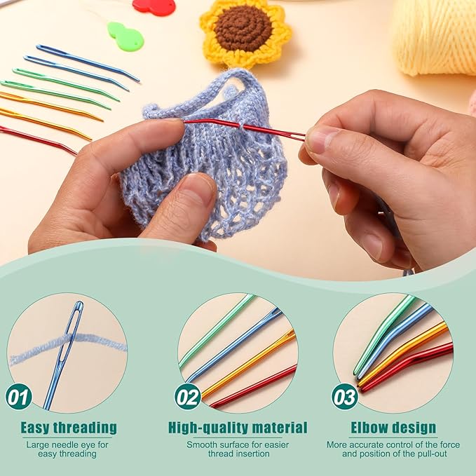 Bupete 40 Pcs Yarn Needles Set, Darning Needles for Yarn, Tapestry Needles for Yarn, Plastic Sewing Needles, Crochet Needles for Yarn, Plastic Large Eye Sewing Needles for Sewing Knitting Crochet