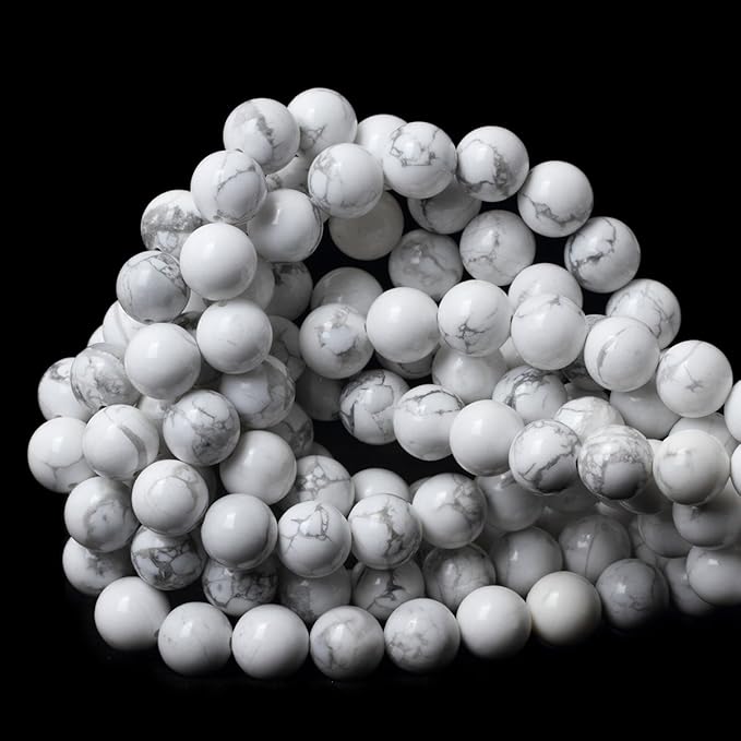 cheavian 10mm 35pcs natural white howlite gemstone round loose stone beads for jewelry making diy crafts design 1 strand 15"
