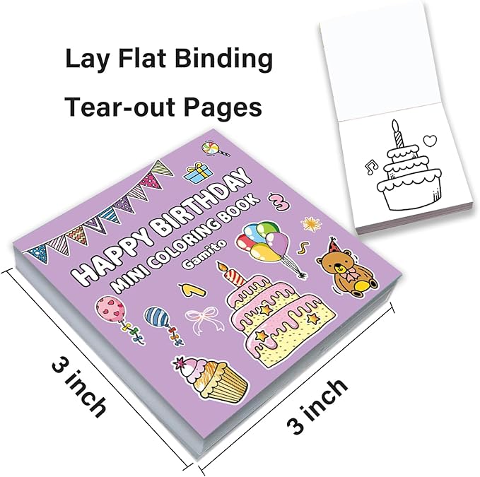 Mini Coloring Book for Adults, 2-Pack Travel Small Coloring Books, Pocket Size Adults Relaxation Coloring Books Stress Relief Adult Mini Coloring Book (Princess & Happy Birthday)