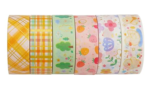 YUBBAEX BB Duck Washi Tape Set VSCO Splashed Gold Foil Masking Tape Decorative for Arts, DIY Crafts, Journal Supplies, Planners, Scrapbook, Card/Gift Wrapping -15mm x 6 Rolls- (Lovely Fowl)