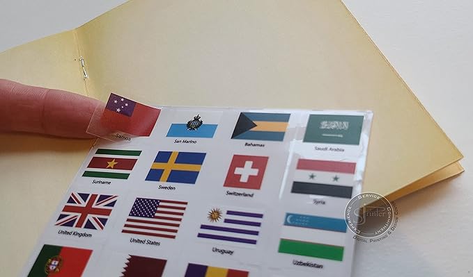 SJPRINTER Blank Passport Notebook | Pretend Passports | School Projects, Party favors, airplane toy, travel journal, geography, classroom social study (6Passports_6SetsFlags)