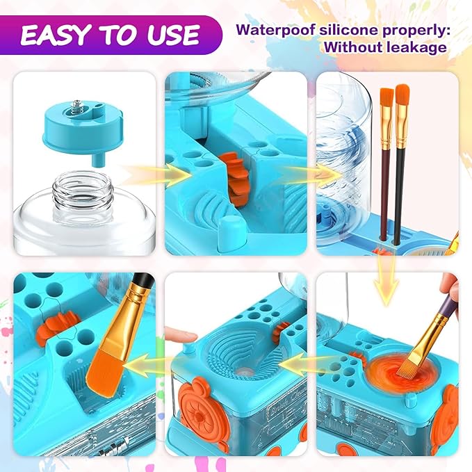New Paint Brush Cleaner Tool,Brush Rinser Cup Painting Running Water Circulation Art Supplies for Acrylic,Watercolor and Water Based Creative Gift for Adult Artist Beginners Kids
