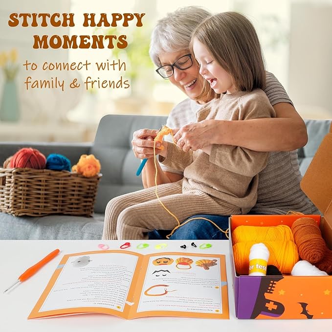 Kovarela Crochet Kit for Beginners Adults – Easy All-in-One Starter Pack with Fun Video Tutorials, Extra Yarn & Tools – DIY Amigurumi Craft Gift (Craft & Chill Edition)