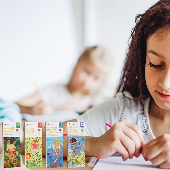 Pocket Watercolor Book Set, Watercolor Painting Book,Watercolor Bookmarks for Kids, Beginning, Students Painters Christmas Gifts (4 PCS)